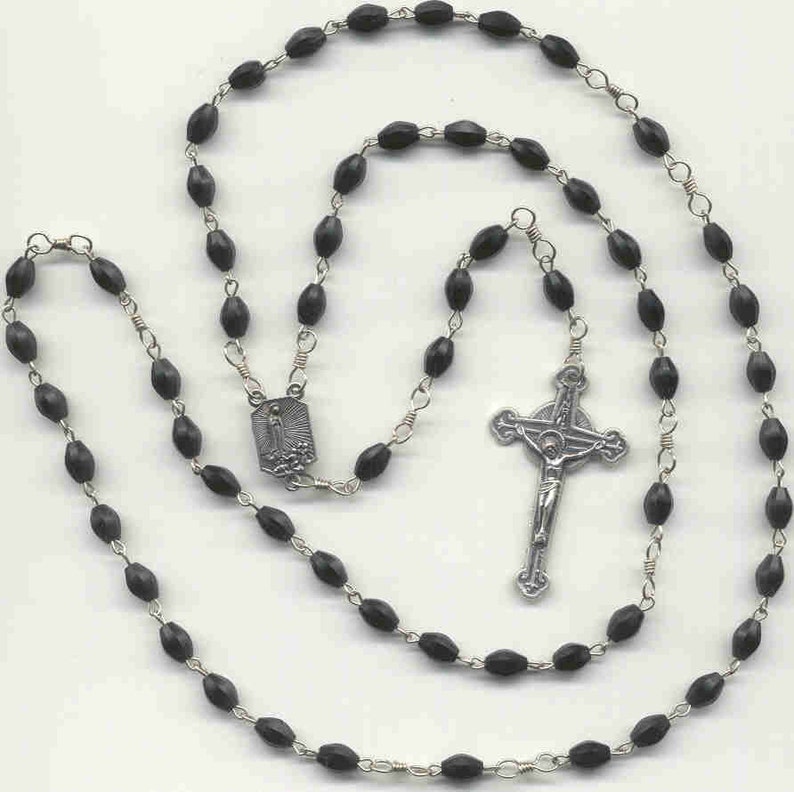 Handmade Catholic Black Melon Bead Fatima Rosary Nossa Senhora de Fátima OOAK image 4