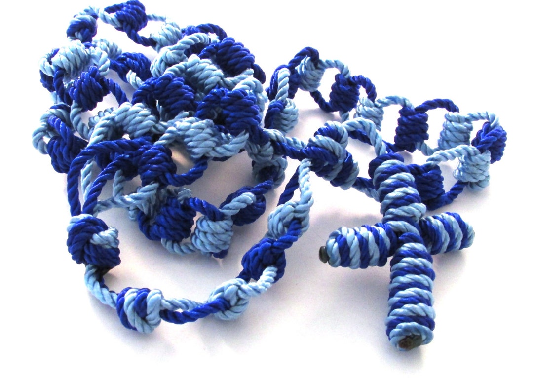 Twotone Knotted Cord Catholic Ladder Rosary Handmade Etsy