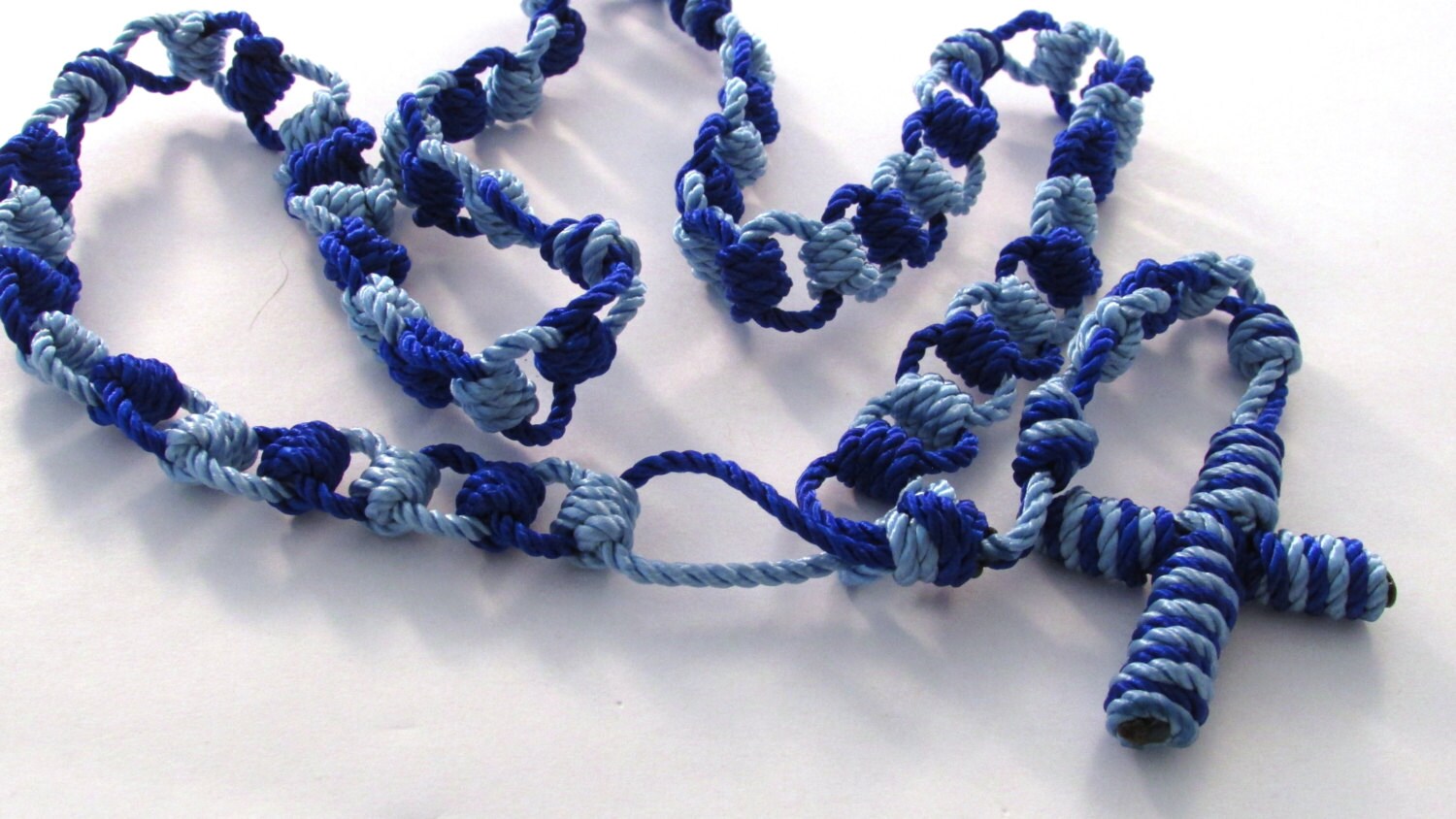 Twotone Knotted Cord Catholic Ladder Rosary Handmade Etsy