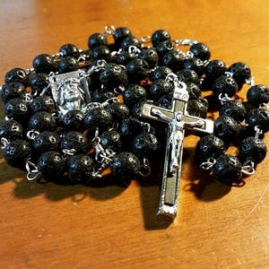 Handmade Lava Rock Catholic Rosary Sacramental