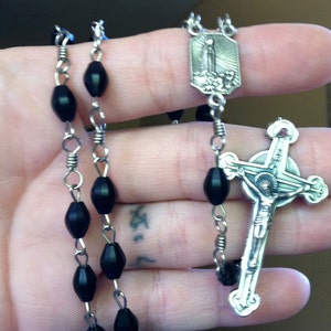 Handmade Catholic Black Melon Bead Fatima Rosary Nossa Senhora de Fátima OOAK image 2