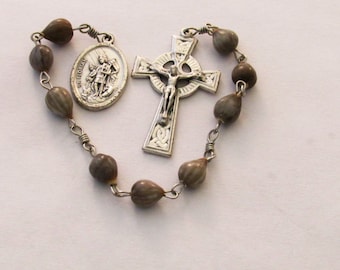 Handmade St Florian Job's Tear Chaplet - Catholic Patron Saint of Firefighters