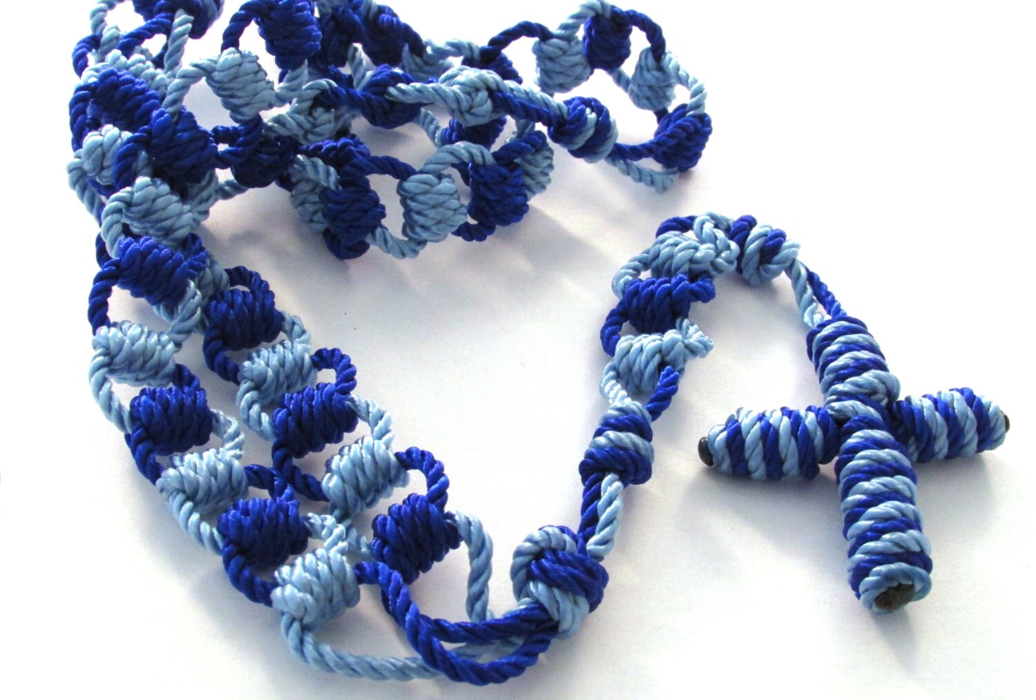 Twotone Knotted Cord Catholic Ladder Rosary Handmade Etsy