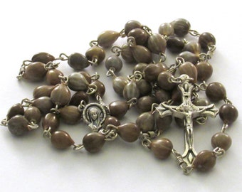 Handmade Job's Tear Teardrop Crucifix Catholic Rosary