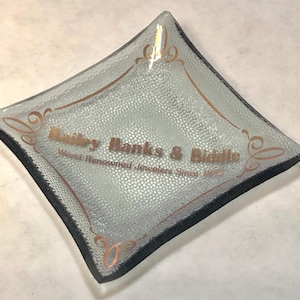 Vintage Bailey Banks & Biddle Smoky Glass Trinket Dish - Pebbled Texture - Rare Jeweler Souvenir