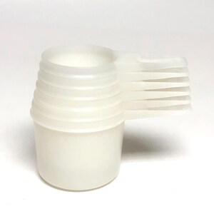 Vintage 1970s Tupperware Sheer White Nesting Measuring Cups Set of 6 Near-Pristine