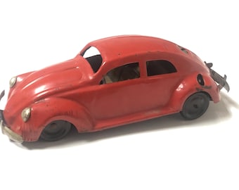 Vintage 1940s JNF IN-35 Tin Wind-up VW Beetle "U.S. Zone Germany" Split Window