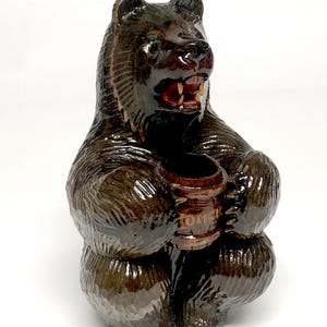 Vintage Soviet Tomsk Siberian Wood Carved Bear Toothpick Match Holder
