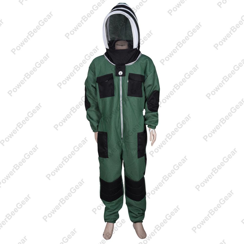Green 3-Layer Mesh Beekeeping Suit with Fencing Veil - Unisex