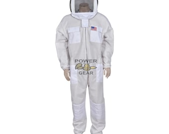 Traje de apicultura blanco ventilado para hombres y mujeres / Protección corporal completa de 3 capas a prueba de picaduras