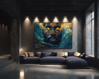 Verlicht bewustzijn - Golden Eye God (ingelijst) canvas muurkunst | Kyradiso Mythos