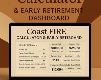 Coast FIRE Calculator Excel | Early Retirement Planner (Digital)