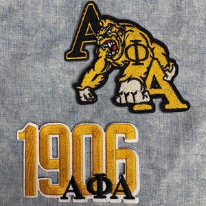 Embroidered Alpha Ape Patch Set | Black & Gold Fraternity Iron-On