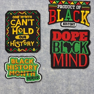 Black History Embroidered Iron-On Patches Pan-African Pride • Black Excellence • Cultural Empowerment