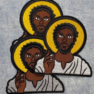 Afrocentric Jesus Iron On Patch | Melanin Religious Cultural Statement Embroidery (Approx. 3")