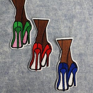 High Heel Iron-On Patch — Chic Embroidered Fashion Applique in Bold Colorways