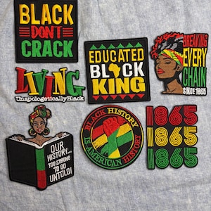 Black History Embroidered Iron-On Patches Pan-African Pride • Black Excellence • Cultural Empowerment