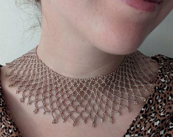 Naszyjnik z koralikami Sylyanka, tradycyjna ukraińska biżuteria ludowa, elegancki śliniaczek z siateczki, prezent na Walentynki dla niej