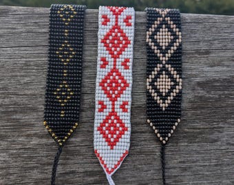 Geometrisches Perlen-Webstuhl Armband, Native Style Seed Bead Schmuck, Boho gewebtes Armband, handgemachtes Diamant Muster Armband, Geschenk für Sie