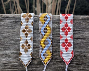 Handmade Beaded Geometric Bracelet - Ukrainian Folk Style