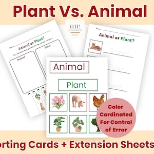 Plant vs. Animal Sorting Cards + Extension Sheets