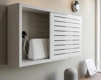 MOE UHANE Boîte Murale Cache-Routeur - Armoire Rangement WiFi 40x9.5x32 Cm, Fabriquée En UE, Design Moderne Et Aéré