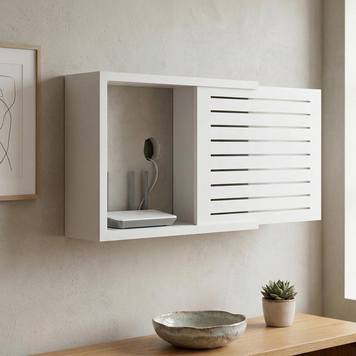 White Router Cover Wifi Router Cover | Wall Mounted Router Box | Modem Storage Box | Hide ...