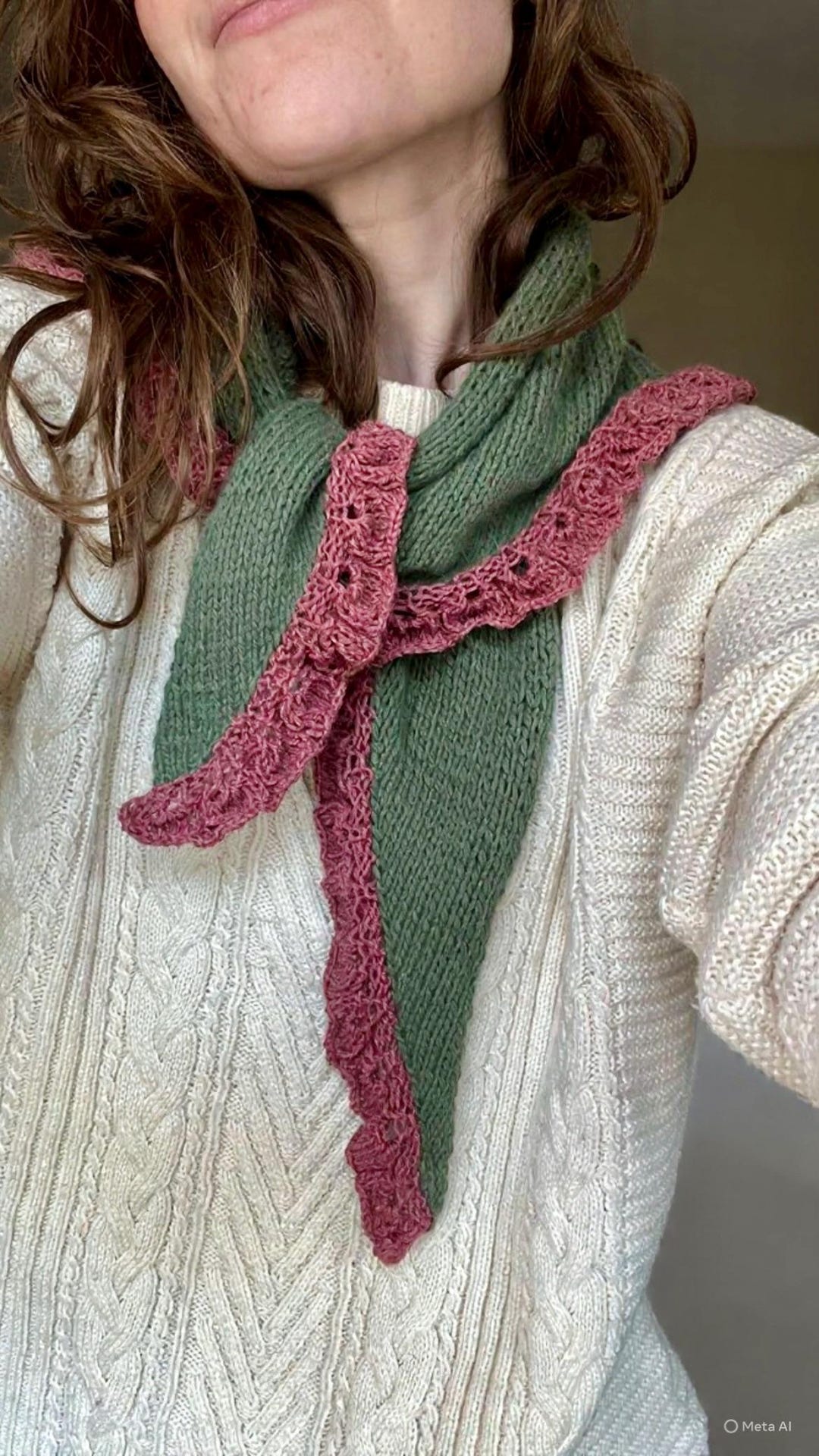 Sage Green Angora Wool Triangle Scarf, Hand Knit Lightweight Shawl With ...