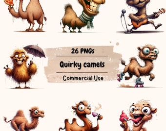 Watercolor Quirky Animal Clipart | Funny Cartoon PNGs (Commercial Use)