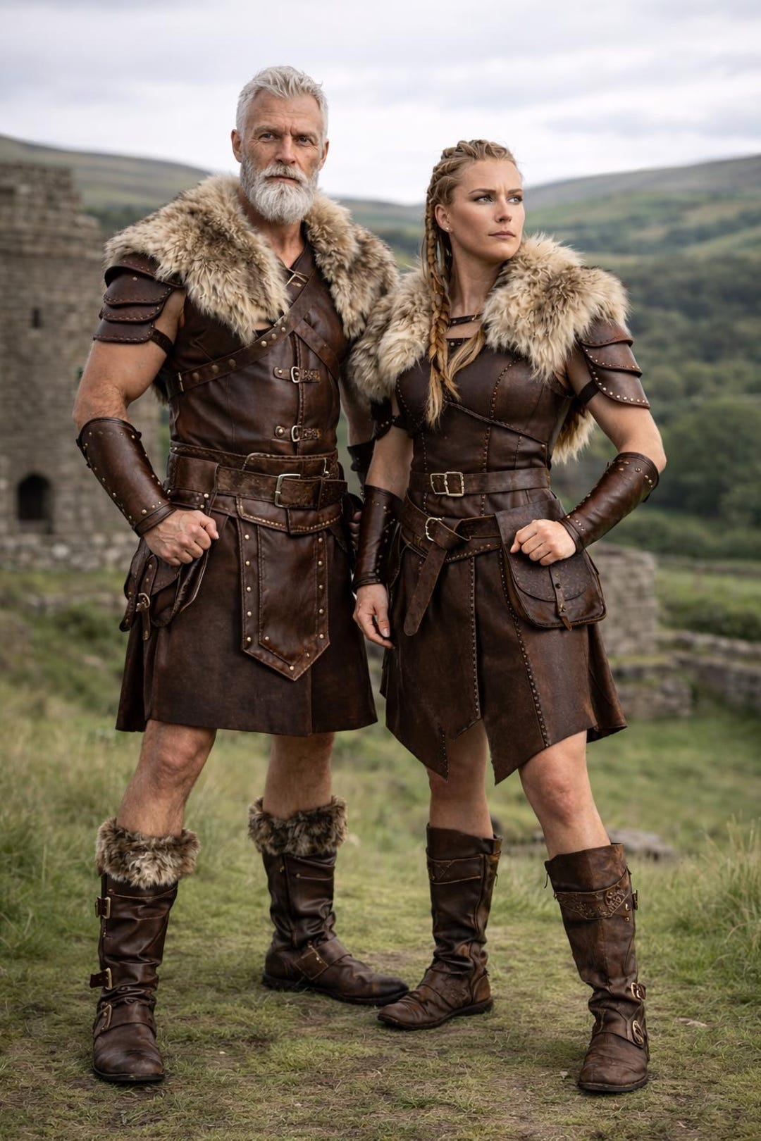 Handmade Viking Leather Armor Costume Set – Medieval Warrior Couple ...