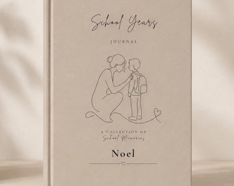 Gepersonaliseerd schooljarendagboek, herinneringsboek voor jongens, aandenken aan de eerste schooldag