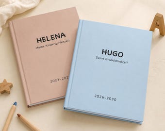 Personalisiertes Erinnerungsbuch Kind, Hardcover A5 of A4, Kindergarten & Grundschule