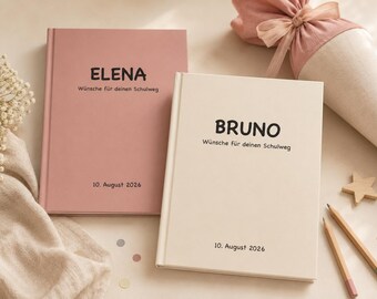 Personalisiertes Gästebuch zur Einschulung, Wünsche für den Schulweg, Hardcover A5 oder A4