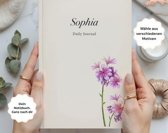 Personalisiertes Florales Notizbuch A5 - Custom Name Journal für Frauen