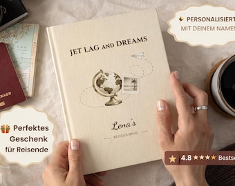 Personalisiertes Reisetagebuch mit Namen Hardcover Reisjournaal Geschenk Geschenkverpakking Geburtstag Abitur Weltkarte Bucketlist
