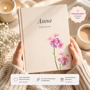 Personalisiertes Florales A5 Notizbuch | Name Journal | Gepunktet, Liniert, Blanko Seiten