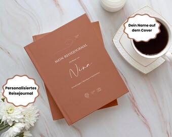 Reisetagebuch A4 personalisert met namen hardcover Reisejournal Gift Weltenbummler Geburtstag Abitur Weltkarte Bucketlist