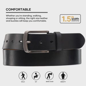 Cinturón de cuero de búfalo granulado personalizable para hombre – Hecho a mano en EE. UU., estilo casual y para el trabajo, 3,8 cm de ancho.