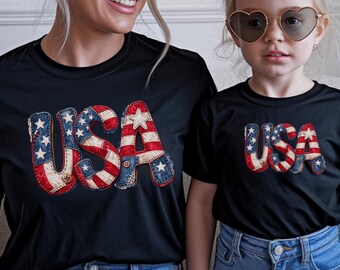 Retro American Flag Shirt Comfort Colors® USA 250 Years Tee, Faux Patchwork Patriotic Shirt Gift For 4th Of July Independence Day, Fourth