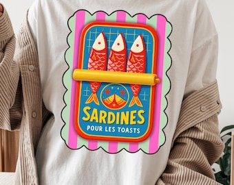 Sardinen-Shirt Comfort Colors®, verzinntes Fisch-Grafik-T-Shirt, Küstenästhetik-Shirt, Amalfi-italienischer Sommer-T-Shirt, Sardinen-trendiges Fisch-Mädchen-Shirt