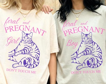 Custom Pregnancy Announcement Shirt, Funny Cat Mom Tee, Sarcastic Baby Bump tshirt, Wild Pregnant, Maternity new mom Baby Shower mothers day