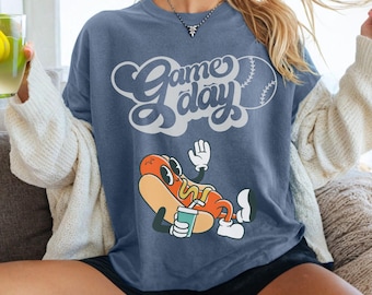 Retro Baseball Game Day Comfort Colors® Shirt, Baseball Mom T-Shirt, Sport Mom Shirt, Baseball Saison Geschenk für Frauen, Familie Baseball Shirt