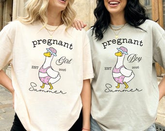 Custom Pregnancy Announcement Shirt Comfort Colors® Beach Baby Reveal Tee, Funny Summer Goose Pregnant Girl Summer Shirt Gift For Mom To Be