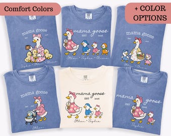 Mama Goose Shirt, Personalized Mama Shirt with Kids Names, Custom Est Year Tee, Family Goose Sweatshirt, Mother's Day Gift, new mom to be