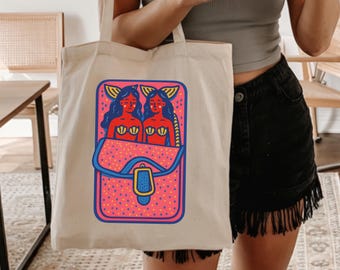 Bolso de tela Sardine, bolso de lona Dolce Vita Marmalade, bolso de verano europeo, bolso retro para la compra de alimentos, bolso de picnic para el mercado italiano, regalo para amantes de la gastronomía,