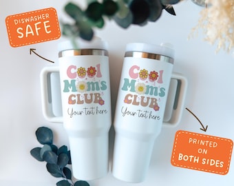 Personalized Retro Daisy Tumbler, Custom Moms Club Travel Mug (20/40 oz) Mothers Day Gift for Mom, Floral New mom, firts time mothers day