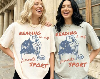 Reading Is My Favorite Sport Shirt, Book Lover Tee, Vintage Bookish Sweatshirt, Gift for Readers Librarians, Aesthetic Bookworm Hoodie