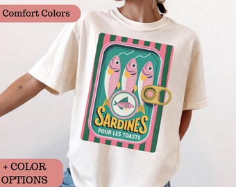 Sardine Shirt, Tinned Fish Mermaid, Sardines Graphic Tee, La Dolce Vita Amalfi tShirt, Coastal Grandma Comfort Colors Tomato Girl Summer