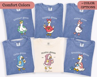 Personalized Goose Mom Dad TShirts, Custom Family Mama Dada Goose Est 2026 Set Funny Baby Announcement Gift Matching Pregnancy Reveal Outfit