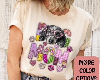 Personalisiertes Haustier Gesicht Foto Shirt Komfort Farben, personalisiertes Hunde Portrait T-Shirt auf Faux Patchwork, Vintage Bootleg gesteppt, Hund Mutter Geschenk Haustier Liebhaber